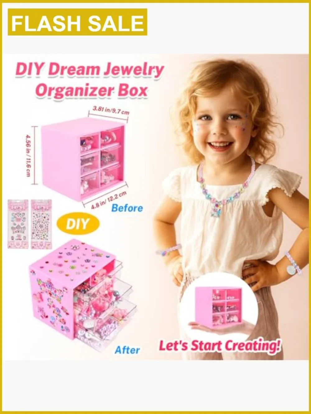 42pc Princess Jewelry Set Rings Earrings Necklace Hair Clips Stickers Toy